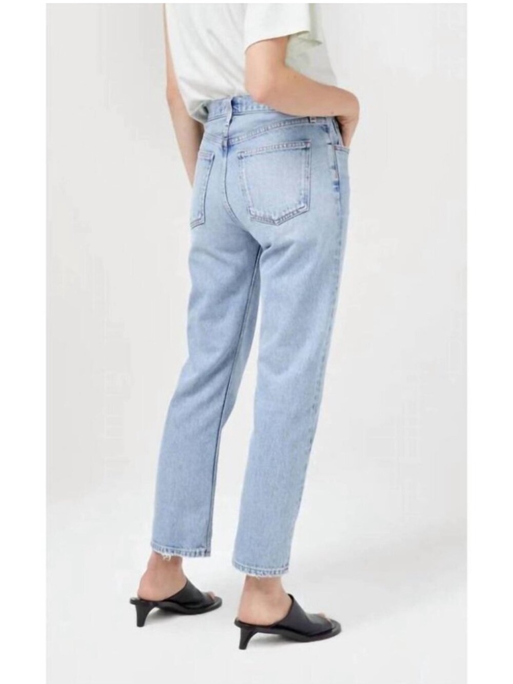 Agolde MIA mid-Rise Light Blue straight leg Denim Jeans - Picture 2 of 14